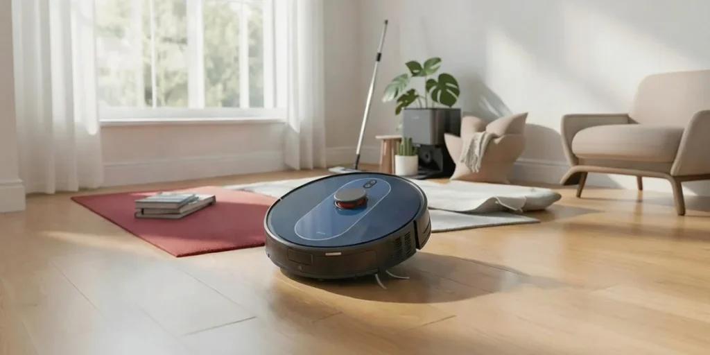 3-in-1 robot vacuum in obsidian black with 3000Pa suction, app and remote control, suitable for hardwood, tile, and carpet