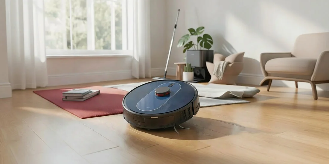 3-in-1 robot vacuum in obsidian black with 3000Pa suction, app and remote control, suitable for hardwood, tile, and carpet