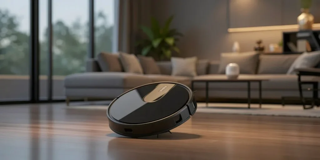 2-in-1 robot vacuum and mop with 5200Pa suction, app and voice control, light black color