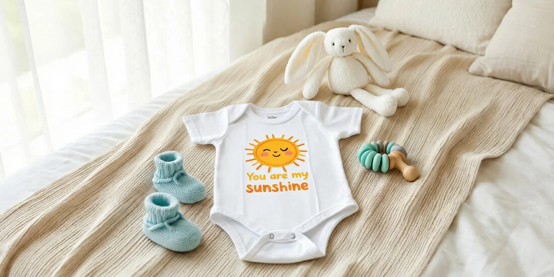 Baby sleep sack garment laid flat on white surface showing two-way zipper partially unzipped from bottom for easy diaper access, with fabric guard visible at top, empty no baby, studio lighting, minimalist e-commerce product banner.