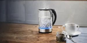 1.7 liter glass electric kettle with stainless steel filter and blue LED indicator