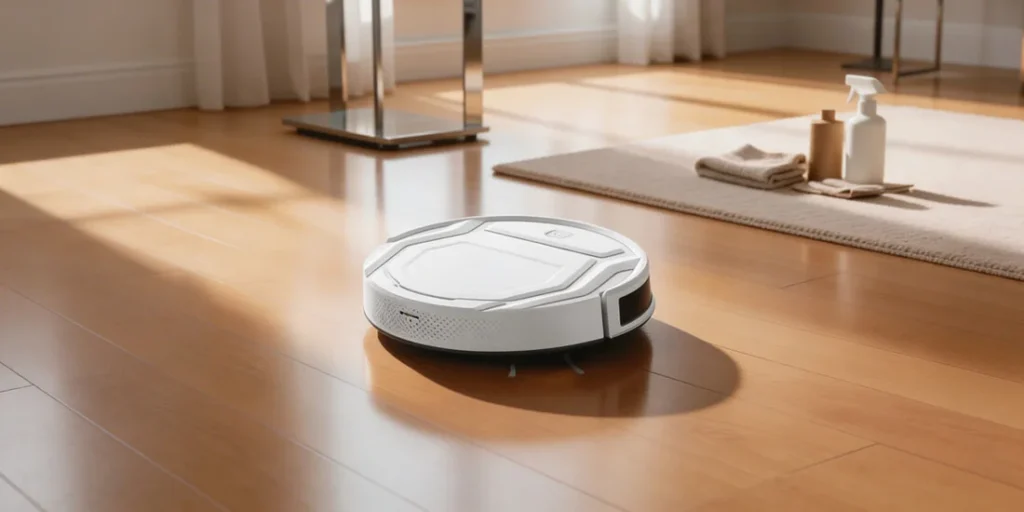 11-inch robot vacuum with 2200Pa suction, quiet mode, app control, and Wi-Fi connectivity