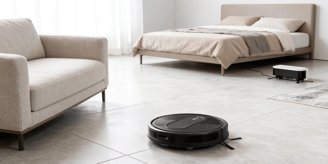 ultra slim robot vacuum with 4000Pa suction and app control on hard floor